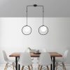 Modern Industrial Chandelier, Black & White, 74 x 15 cm | Adjustable Height, Metal Body, Glass Cap, 2 x E27 Socket | Stylish Lighting for Home & Office