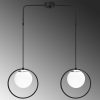 Modern Industrial Chandelier, Black & White, 74 x 15 cm | Adjustable Height, Metal Body, Glass Cap, 2 x E27 Socket | Stylish Lighting for Home & Office