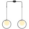 Modern Industrial Chandelier, Black & White, 74 x 15 cm | Adjustable Height, Metal Body, Glass Cap, 2 x E27 Socket | Stylish Lighting for Home & Office
