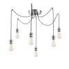 Nostalgic Chrome Chandelier, 126 cm Diameter, 102 cm Height | Adjustable Height, 6 x E27 Max 40W | Elegant Metal Design for Modern Spaces