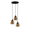 Elegant Gold & Black Chandelier, Metal Body, 39 x 39 cm, Height 110 cm, Adjustable, 3 x E27 Max 40W | Nostalgic Glam Scandinavian Design, IP20