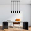 Modern Industrial Chandelier, Black Metal, 79 x 9 cm | Adjustable Height, 5 x E27 Sockets, IP20 | Perfect for Scandinavian & Novelty Decor