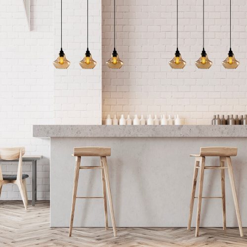 Elegant Gold & Black Chandelier, Metal Body, Adjustable Height 111 cm, 65 x 17 cm | 3 x E27 Max 40W | Nostalgic Glam Scandinavian Design, IP20