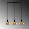 Elegant Gold & Black Chandelier, Metal Body, Adjustable Height 111 cm, 65 x 17 cm | 3 x E27 Max 40W | Nostalgic Glam Scandinavian Design, IP20