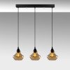Elegant Gold & Black Chandelier, Metal Body, Adjustable Height 111 cm, 65 x 17 cm | 3 x E27 Max 40W | Nostalgic Glam Scandinavian Design, IP20