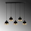 Elegant Black Chandelier, Adjustable Height 90 x 17 x 111 cm, Metal Body, 5 x E27 Sockets, Modern Design for Home & Office, IP20 Rated