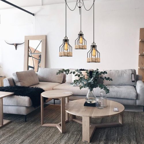 Industrial Black Chandelier, 97 cm Diameter, Adjustable Height, Metal Body, 3 x E27 Sockets | Nostalgic Cabin/Lodge Design, Perfect for Modern Spaces