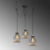 Industrial Black Chandelier, 97 cm Diameter, Adjustable Height, Metal Body, 3 x E27 Sockets | Nostalgic Cabin/Lodge Design, Perfect for Modern Spaces