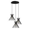 Modern Industrial Chandelier, Black Metal Body, 63 x 63 cm, Height 128 cm, Adjustable, 3 x E27 Max 40W, Elegant Solid Color Design for Home & Office