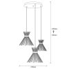 Modern Industrial Chandelier, Black Metal Body, 63 x 63 cm, Height 128 cm, Adjustable, 3 x E27 Max 40W, Elegant Solid Color Design for Home & Office