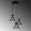 Modern Industrial Chandelier, Black Metal Body, 63 x 63 cm, Height 128 cm, Adjustable, 3 x E27 Max 40W, Elegant Solid Color Design for Home & Office