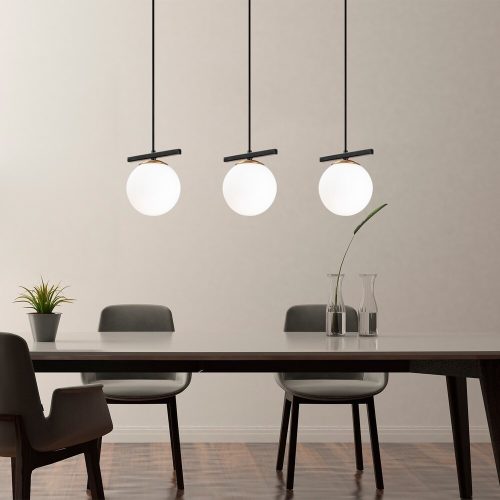 Modern Industrial Chandelier, Metal Body, Adjustable Height 127 cm, Black & White Design, 3 x E27 Socket, 81 x 15 cm | Perfect for Scandinavian Home Decor
