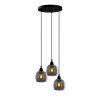 Scandinavian Nostalgia Chandelier, Fume Color, 40 x 40 cm, Height 114 cm | Metal Body, Glass Cap, Adjustable Height, 3 x E27 Max 40W | Elegant Lighting