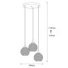 Scandinavian Nostalgia Chandelier, Fume Color, 40 x 40 cm, Height 114 cm | Metal Body, Glass Cap, Adjustable Height, 3 x E27 Max 40W | Elegant Lighting