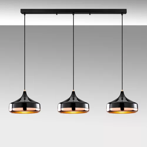 Opviq, 892OPV2128, Elegant black chandelier, adjustable height 42-122 cm, metal body, Ø36 cm cap, 3 x E27 Max 40 W, perfect for modern living spaces, IP20 classification
