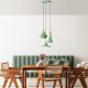 Elegant Mint Chandelier, Adjustable Height 45-135 cm, Metal Body, 3 x E27 Sockets, Ø45 cm | Perfect for Modern Living Spaces, Stylish & Functional Design