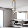 Elegant White Chandelier, Metal Body, Adjustable Height 25-111 cm, Ø43 x 111 cm | 5 x E27 Max 40W, Stylish Lighting for Modern Spaces