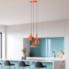 Stylish Orange Chandelier, Metal Body, 45 cm Diameter, Adjustable Height 45-135 cm, 3 x E27 Sockets, Perfect for Modern Spaces, Elegant Design