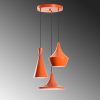 Stylish Orange Chandelier, Metal Body, 45 cm Diameter, Adjustable Height 45-135 cm, 3 x E27 Sockets, Perfect for Modern Spaces, Elegant Design