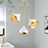 Modern Chandelier, White & Gold, 50 x 50 cm, Height 75 cm | Metal Body, Adjustable Height, 3 x E27 Max 40W | Glam & Scandinavian Design for Elegant Spaces