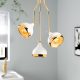 Modern Chandelier, White & Gold, 50 x 50 cm, Height 75 cm | Metal Body, Adjustable Height, 3 x E27 Max 40W | Glam & Scandinavian Design for Elegant Spaces