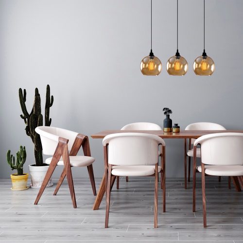Elegant Gold & Black Chandelier, Metal Body, Adjustable Height 116 cm, 70 x 20 cm | 3 x E27 Max 40W | Nostalgic Glam Scandinavian Design