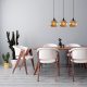 Elegant Gold & Black Chandelier, Metal Body, Adjustable Height 116 cm, 70 x 20 cm | 3 x E27 Max 40W | Nostalgic Glam Scandinavian Design