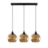 Elegant Gold & Black Chandelier, Metal Body, Adjustable Height 116 cm, 70 x 20 cm | 3 x E27 Max 40W | Nostalgic Glam Scandinavian Design