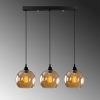Elegant Gold & Black Chandelier, Metal Body, Adjustable Height 116 cm, 70 x 20 cm | 3 x E27 Max 40W | Nostalgic Glam Scandinavian Design