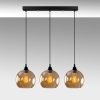 Elegant Gold & Black Chandelier, Metal Body, Adjustable Height 116 cm, 70 x 20 cm | 3 x E27 Max 40W | Nostalgic Glam Scandinavian Design