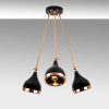 Modern Chandelier with Metal Body, Black & Copper Finish, 60 cm Diameter, 63 cm Height | 3 x E27 Socket, Glam & Scandinavian Design for Stylish Interiors