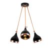 Modern Chandelier with Metal Body, Black & Copper Finish, 60 cm Diameter, 63 cm Height | 3 x E27 Socket, Glam & Scandinavian Design for Stylish Interiors