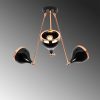 Modern Chandelier with Metal Body, Black & Copper Finish, 60 cm Diameter, 63 cm Height | 3 x E27 Socket, Glam & Scandinavian Design for Stylish Interiors