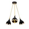 Modern Chandelier, Black & Gold, 60 cm Diameter, 63 cm Height | Metal Body, 3 x E27 Sockets, Elegant Scandinavian Design for Glamorous Spaces