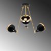 Modern Chandelier, Black & Gold, 60 cm Diameter, 63 cm Height | Metal Body, 3 x E27 Sockets, Elegant Scandinavian Design for Glamorous Spaces