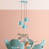 Elegant Turquoise Chandelier, Metal Body, 45 cm Diameter, Adjustable Height 45-114 cm, 3 x E27 Socket, Perfect for Modern Spaces, Stylish Lighting Solution
