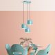 Elegant Turquoise Chandelier, Metal Body, 45 cm Diameter, Adjustable Height 45-114 cm, 3 x E27 Socket, Perfect for Modern Spaces, Stylish Lighting Solution