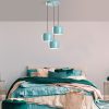 Elegant Turquoise Chandelier, Metal Body, 45 cm Diameter, Adjustable Height 45-114 cm, 3 x E27 Socket, Perfect for Modern Spaces, Stylish Lighting Solution