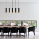 Modern Industrial Chandelier, Black & Yellow, 85 x 8 cm | Adjustable Height, Metal Body, 5 x E27 Socket | Perfect for Scandinavian Home Decor