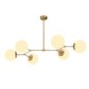 Scandinavian Chandelier, Metal Body, Yellow & White, 100 x 58 cm | Height: 48 cm, 6 x E27 Socket | Elegant Design for Modern Spaces, Easy Setup Included