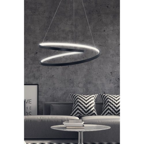 Adjustable Black Chandelier, Aluminium Body, 44 x 44 x 13 cm | LED Socket, 24-36 Watt, White Light 6500K | Modern Elegance for Home & Office