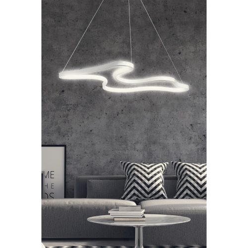 Adjustable White LED Chandelier, Aluminium Body, 35 x 46 x 2 cm | 0-80 cm Height | Modern Design, Bright 6500K Light for Home & Office