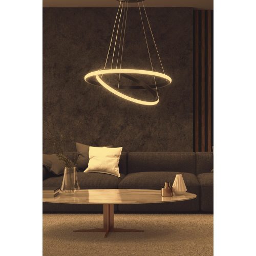 Elegant Black Chandelier, Adjustable Height 0-80 cm, Aluminium Body, LED 4000K, 30-40 cm Diameter | Modern Lighting for Home & Office Décor