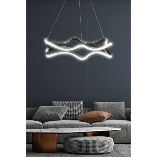 Adjustable Black Chandelier, Aluminium Body, 50 x 50 x 10 cm | LED 6500K, 60-80W | Modern Design, Perfect for Home & Office Lighting