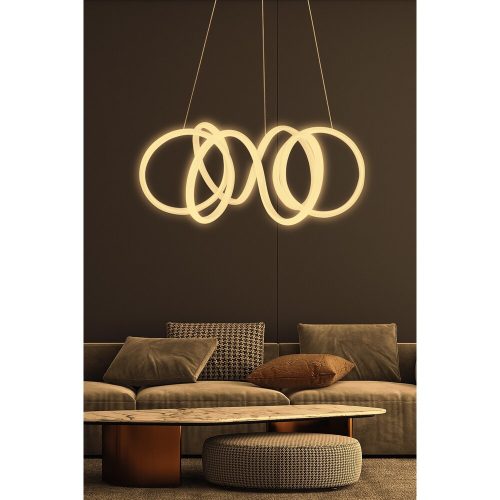 Elegant Adjustable Chandelier, White Aluminum Body, 55 x 55 x 20 cm | LED 4000K, Yellow Light, 60-80W | Perfect for Modern Home Décor