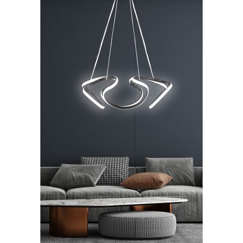 Elegant Black Chandelier, Adjustable Height 0-80 cm, 55 x 55 x 20 cm, Aluminium Body, LED 6500K, 60-80 Watt | Modern Lighting for Home & Office