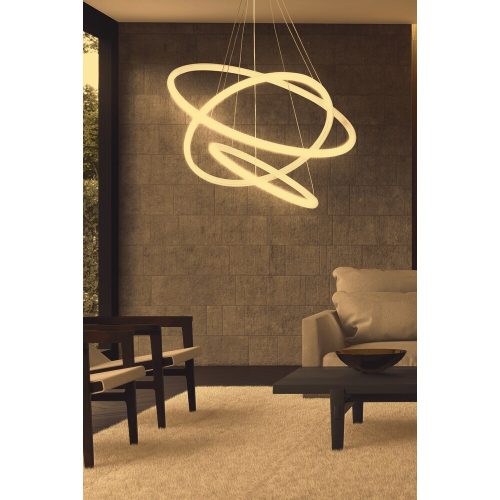 Elegant Adjustable Chandelier, White Aluminum Body, 30/40/50 cm Diameters, LED 4000K, 60-80W | Modern Lighting for Home & Office Decor