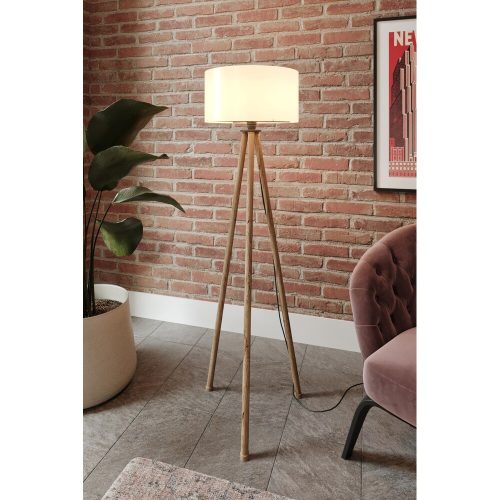 Elegant Floor Lamp with Craft Paper Body, Cream & Brown, 138 cm Height | 40 cm Diameter PVC Cap | E27 Socket, Max 40W | Stylish Lighting for Home Decor