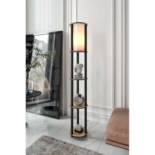 Elegant Walnut Floor Lamp, 150 cm Height | Craft Paper & MDF Body, PVC Cap (17 cm Diameter) | E27 Socket, Max 40W | Stylish Lighting for Home & Office