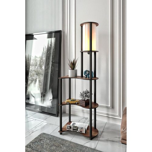 Elegant Walnut Floor Lamp, 140 cm Height | Craft Paper & MDF Body, PVC Cap (17 cm Diameter) | E27 Socket, Max 40W | Stylish Lighting for Home & Office